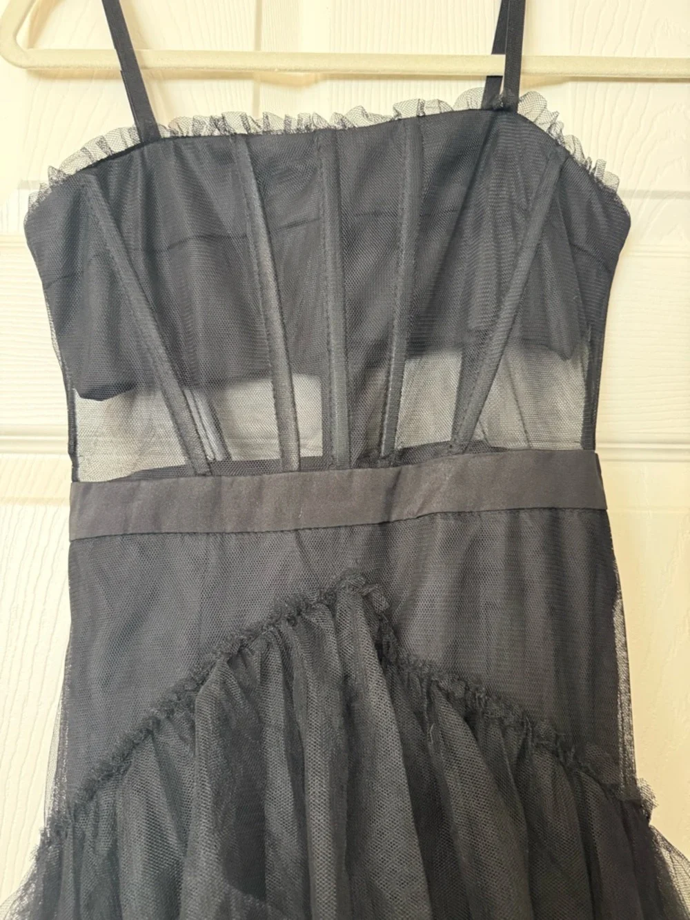 NWT Black Corset Layered Tulle Mesh Maxi Dress size S - Picture 5 of 7